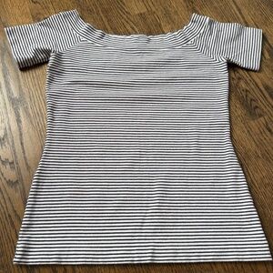 J Crew Factory Off the Shoulder Striped Tee